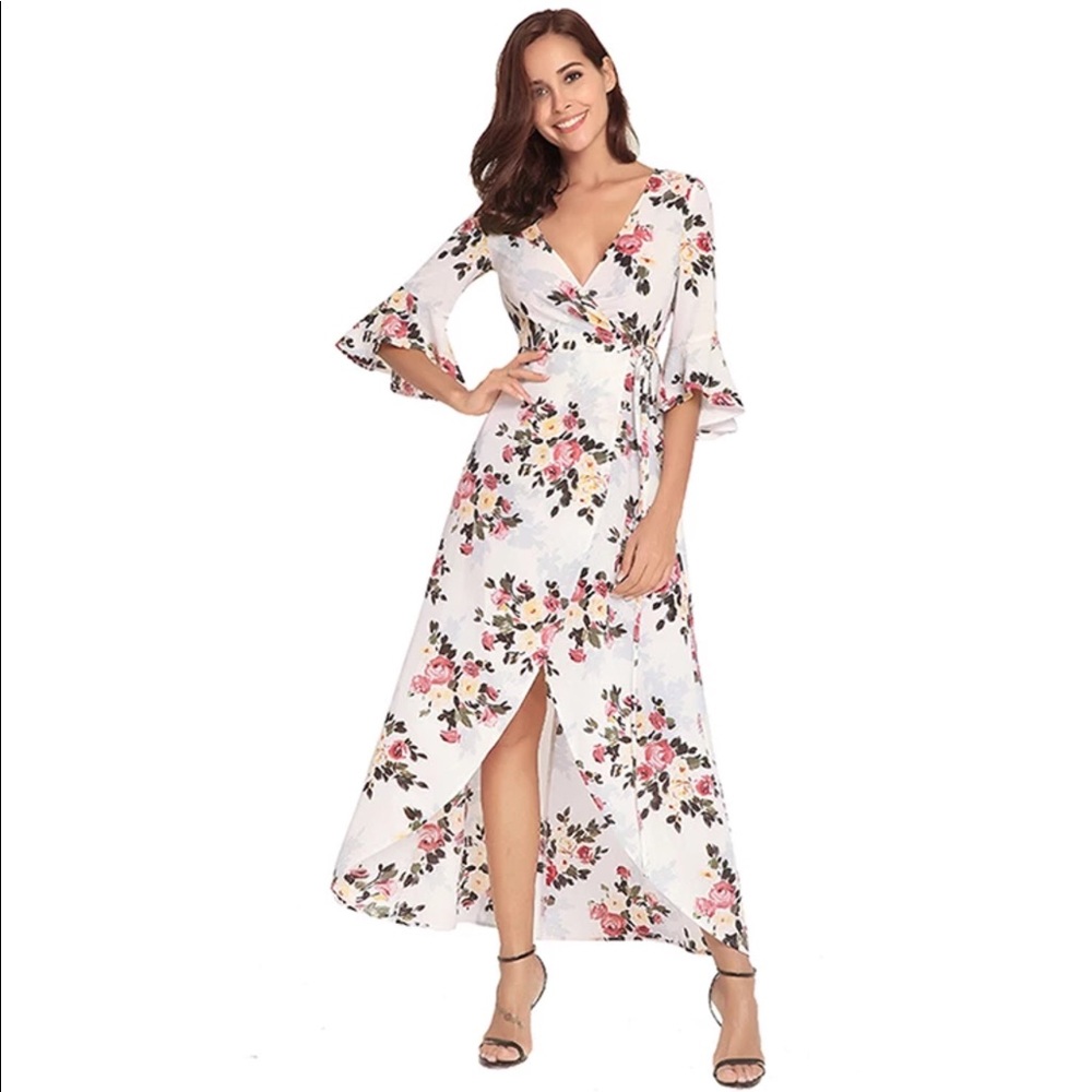 Sale! White Floral Wrap Dress